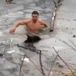 Man Risks Life To Save Dog From Freezing Lake Waters